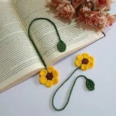Marcador de Página Girassol em Crochê Artesanal 100% Algodão Livro Agenda Planner Bíblia 🌻📚