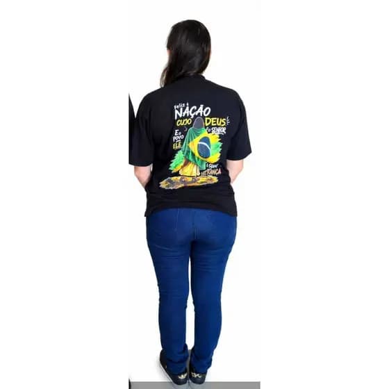 Camiseta Evangélica Feliz a Nação Cujo Deus é o Senhor Gospel Cristã Unissex