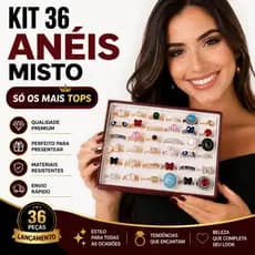 Aneis Para Revendas Caixa Com 36 PCS Banhado A Ouro 18k e Prata 925 Ou Caixinha de Anéis Mistos