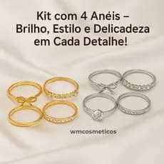 Kit Com 4 Anéis N°18 Folheados Puro Luxo Excelente Qualidade