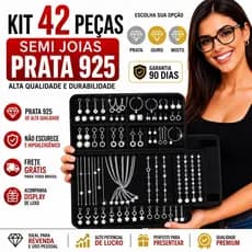 Kit Semi Joias Femininas 42 Peças Ouro Prata Mista C/ Garantia 1 Ano