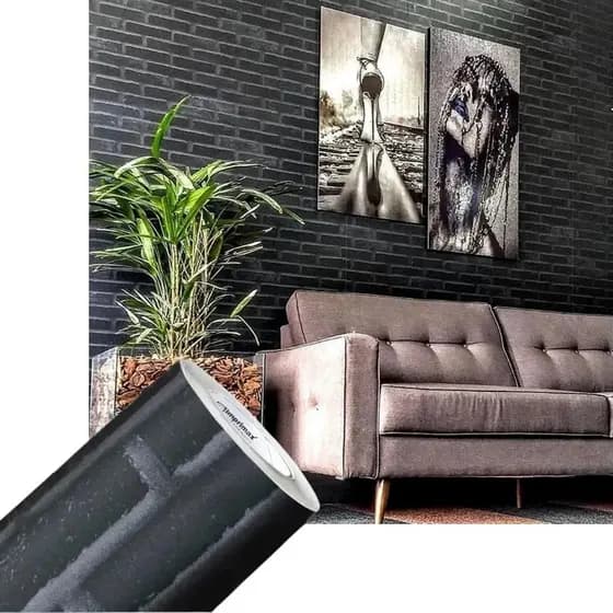 Papel De Parede Adesivo 3d Tijolo Cinza Rústico 61cm X 5m