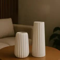 kit 2 vasos de gesso, para flores artificiais, decorativo para casa e escritorio, sala de estar vaso de planta