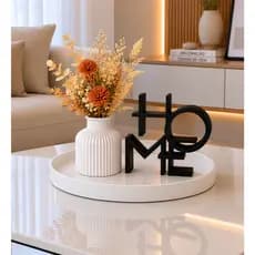 Kit Decoração Sala Luxo Bandeja Decorativa + Vaso + HOME  Mesa de Centro Aparador