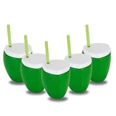 Copo Coco Plástico Com Canudo 300 ml Injetemp