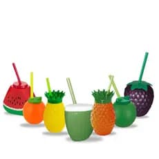 Copos Frutas Abacaxi Coco Laranjita Limoneto Uva Melancia Festa Tropical Injetemp
