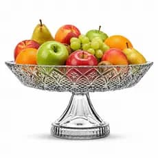 Fruteira De Vidro Com Pé 31cm Centro de Mesa Decorativo Málaga Saladeira Gourmet Buffet Lehaví