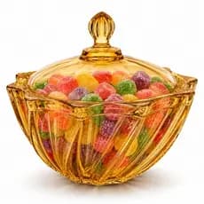 Bomboniere De Vidro Paris 1,17 Litros Potiche Decorativo Twist Âmbar Baleiro Elegante Dourado