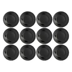 Conjunto 12 Pratos Sobremesa Vidro Preto Feston 19cm Redondo Kit Prato Para Doce 12 Peça Em Casa Tem