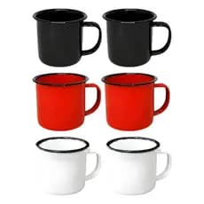 Kit Caneca Esmaltada 6 Peça 80ml P/ Café Jogo 6 Xícara Pequena Colorida Rústica Aço Inox Em Casa Tem