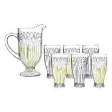 Jogo De Jarra 1,15 Litros Com 6 Copos 300 Ml De Vidro Madri Incolor Kit Completo Bebidas Em Casa Tem
