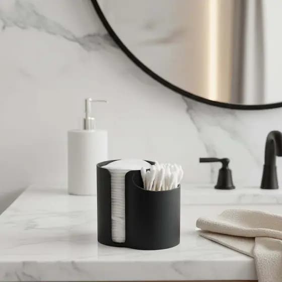 Organizador Porta Algodão e Cotonete Duplo 2 em 1 Decoração Banheiro Moderno