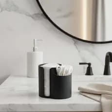 Organizador Porta Algodão e Cotonete Duplo 2 em 1 Decoração Banheiro Moderno