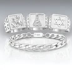 kit Dedeira Em Prata 925 Anel Masculino Prata Pulseira 10MM masculino Prata