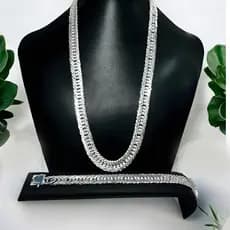 Conjunto De Prata 925 Masculino Corrente Elo Triplo 15mm 70cm + Pulseira 15mm Prata 925 Mista