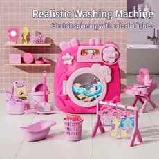 Máquina de Lavar Infantil Brinquedo com Acessórios 30 Peças Realista Educativo