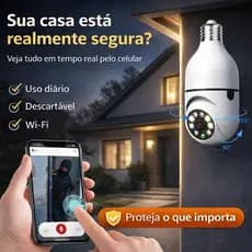Câmera Lâmpada WiFi 360° Full HD Visão Noturna IP com Áudio e App Segurança Residencial Entrega Rápida