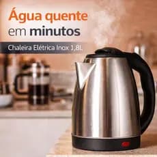 Chaleira Elétrica Inox 1,8L 127V Desligamento Automático Base 360° Trava de Segurança Entrega Rápida