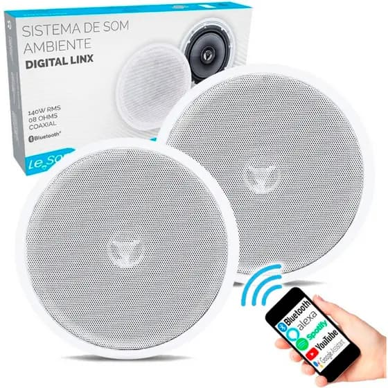 Kit Caixas De Embutir Sistema Som Ambiente Bluetooth Arandela Leson