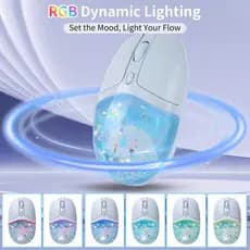 Mouse Sem Fio Bluetooth 2.4G Bonito Modo Duplo Recarregável Fluindo Cristal Efeito De Luz Botão Mudo Uso Do Escritório M