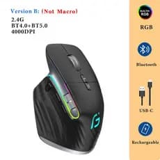 Mouse Sem Fio Bluetooth 2.4G Tri-Modo Mudo Ergonômico Computador Gaming Tipo-C Recarregável 5 DPI Para Portátil PC Noteb