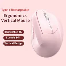 Mouse Sem Fio Ergonomia Tipo-c Recarregável DPI Ajustável 2.4G Bluetooth Vertical De Computador De Modo Duplo