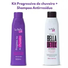 Kit Progressiva de Chuveiro La bella Liss 500ml S/ Formol + Shampoo Antirresiduos