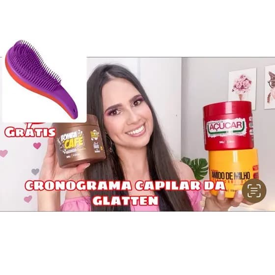 Cronograma Capilar Receitinha Caseira Amido, Açúcar e café 500G - Glatten Profissional