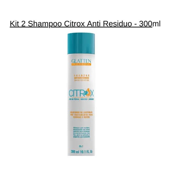 Sampoo Antirresíduos Limpeza Profunda Citrox Glatten Professional 300ml Kit c/ 2 Unidades