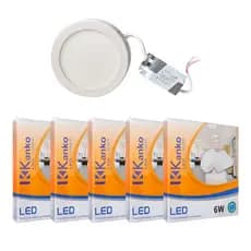 Kit 5x Plafons Sobrepor Redondo Led 6w Painel Kanko SR6WBF