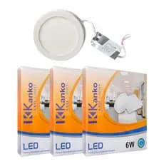 Kit 3x Plafons Sobrepor Redondo Led 6w Painel Kanko SR6WBF