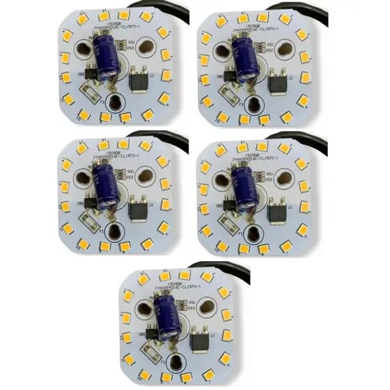 Kit 5x Placa Pcb Led - 16 Led 45x45mm 8w 127v 3000k C/ Cabo