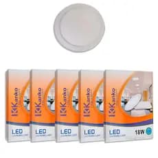 Kit 5x Plafons Embutir Redondo Led 18w Painel Kanko ER18WBF