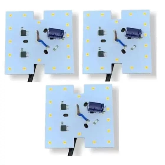 Kit 3x Placa Pcb Led - 17 Led 80x80mm 14w 127v 3000k C/Cabo