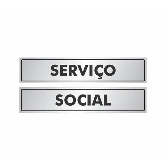 Placa Indicação Porta ou Parede Alumínio - Serviço e Social 25x5 cm