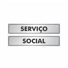 Placa Indicação Porta ou Parede Alumínio - Serviço e Social 25x5 cm