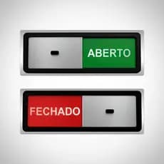 Placa c/ Trilho - Porta Aberto e Fechado em Alumínio - 20x7cm