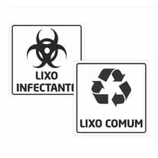 Kit Adesivos em Vinil 5 Lixo Comum + 5 Lixo Infectante 10x10cm 12x12cm 15x15cm