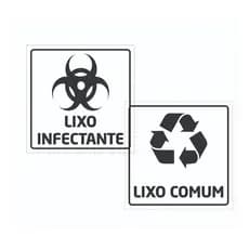 Kit 2 Adesivos Sinalização Lixo Comum + Infectante - 15x15cm