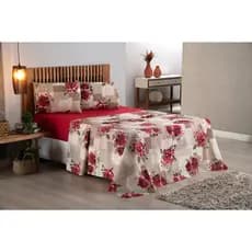 Jogo de Cama 4 Peças Lençol Algodão Queen 180 Fios