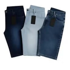 Kit 2 ou 3 Bermudas Jeans Masculinas Lisa e Destroyed com Lycra Premium Moda Casual Conforto Atacado Qualidade