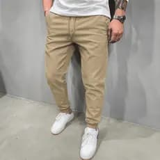 Calça Jogger Masculina Sarja com Punho Elástico Streetwear Casual Slim Conforto Premium Cordão Ajustável 4 Bolsos