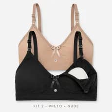 Kit 2 Sutiã Gestante Amamentação Sem Bojo Liso Soutien Microfibra Reforçado AQN SPORT
