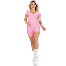 Macaquinho Fitness Academia Bubble Mercy Rosa e Azul Claro Zero Transparência AQN Sport