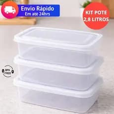 Pote 2,8 Litros Retangular Transparentes Com Tampa Hermética