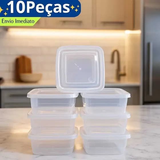 Jogo 10 Potes Quadrados 280 ml Ideal Para Lembraças de Festas Bolo de Pote Frutas e Sobremesas