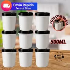 Potes 500ml Branco Redondo Com Rosca 3/6/9 REFORÇADO Perfeita Vedação BPA FREE