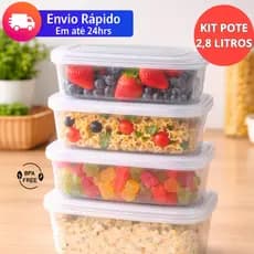 Kits 10, 5, 3 Pote 2,8 Litros Retangular REFORÇADO Transparentes Com Tampa Hermética Organizador de Carnes
