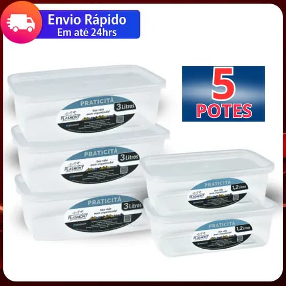 Potes PRESIDIO Transparente 1,2 L E 3,0 L Retangular (Varios Tamanhos)