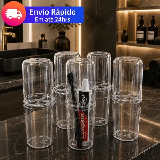 Porta Escova de Dentes REFORÇADO Acrilico Com Tampa